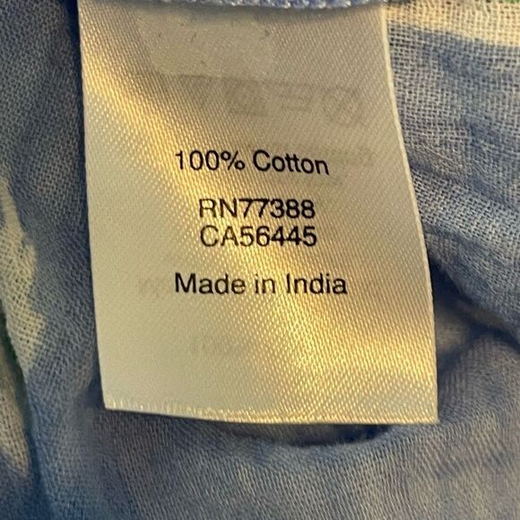 J. Crew Ikat Print Tie Shoulder Top Blue White Chambray Sleeveless S‎ - Picture 7 of 8